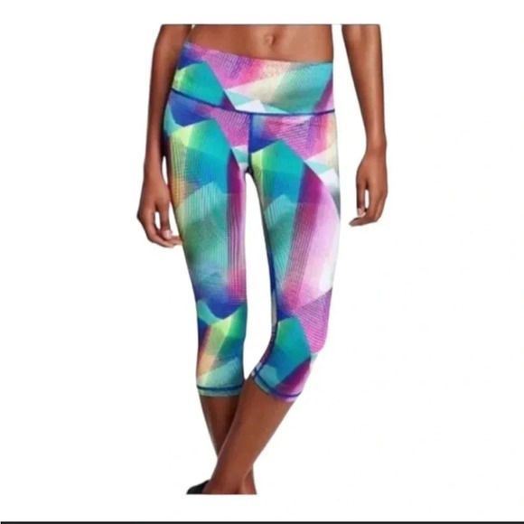 VICTORIAS SECRET COLORFUL CROPPED LEGGINGS - Picture 1 of 4